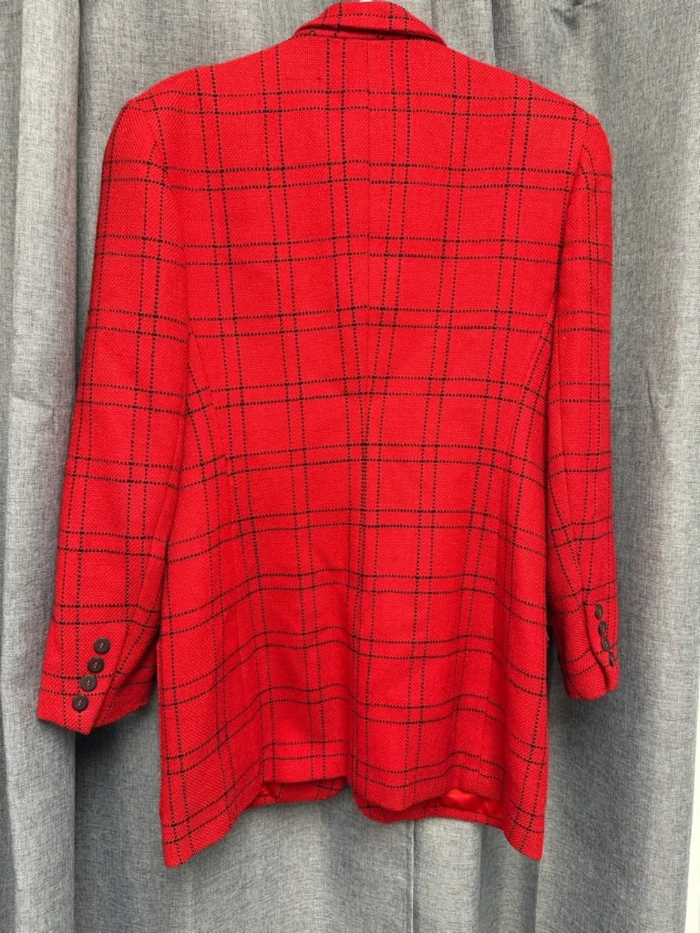 Christian Dior Red Plaid Single-Button Blazer